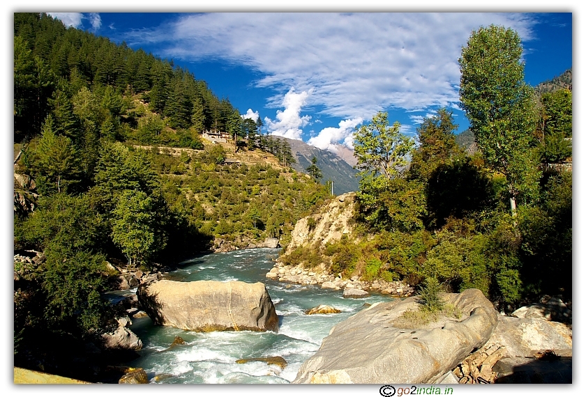 View from Bridge top near Sangla village