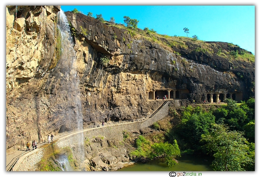 Waterfall at Ellora cave near Daulatabad
