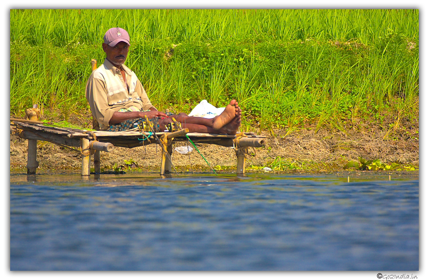 Man resting at Oxbow lake