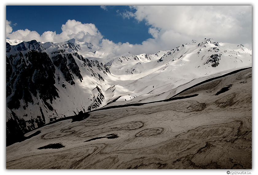 Snow capped mountains at Sarpass