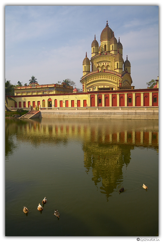 Back side view of Kali temple with pond at Dakshineswar