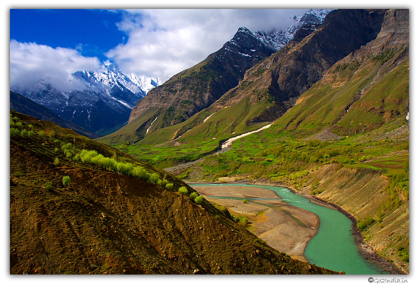 Valley and river view on the way to Trilokinath and Udaipur
