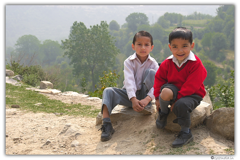 Two school going kids at Kullu valley