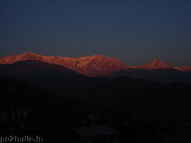 Dhauladhar Hill orange color on sunset