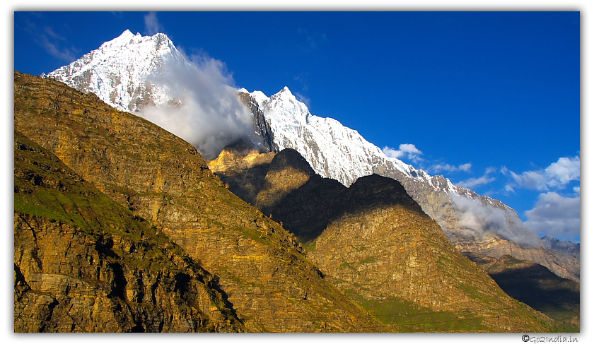 Valley view at Tandi confluence of Chandra and Bhaga rivers