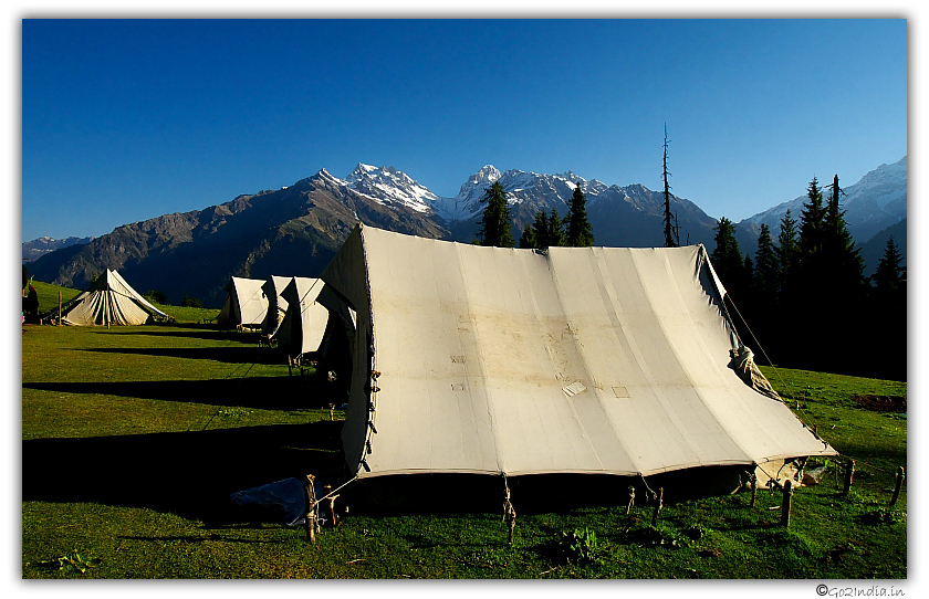 Camp tents at Bhandak thatch