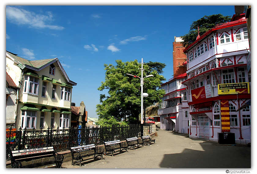 Morning view of Post office end of Mall road at Shimla 