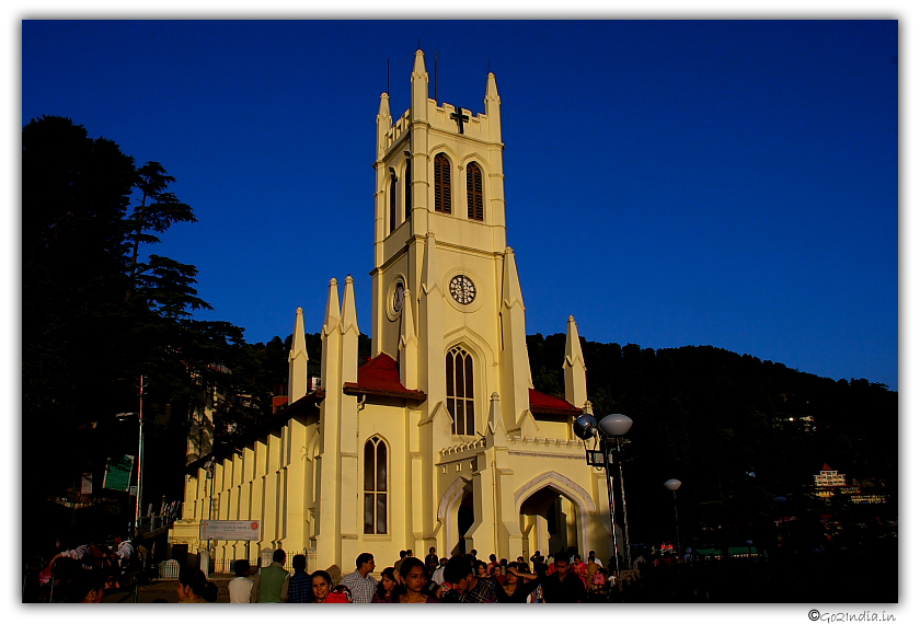 Anglican Christ church at one end of Mall road at Shimla