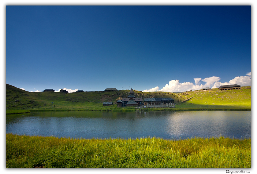 Temple view through Prashar lake