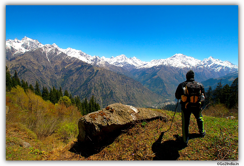 Trekker enjoying Himalayan range
