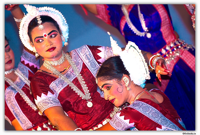 Group performance of Odissi dancers