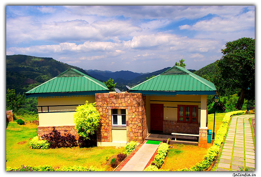 Individual cottages inside resort 