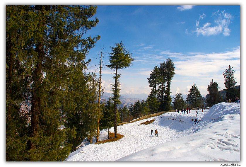 Snow steps at Kufri near Shimla in winter 