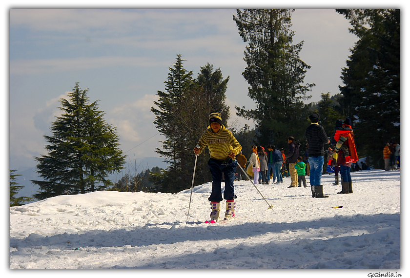 Young boy learning Ski at  Kufri near Shimla