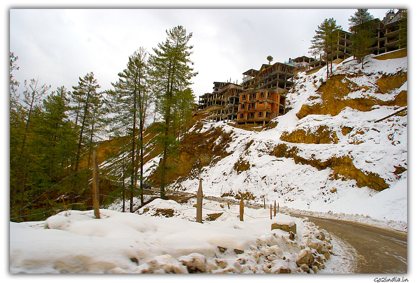 Curved roads going out of Shimla in winter 