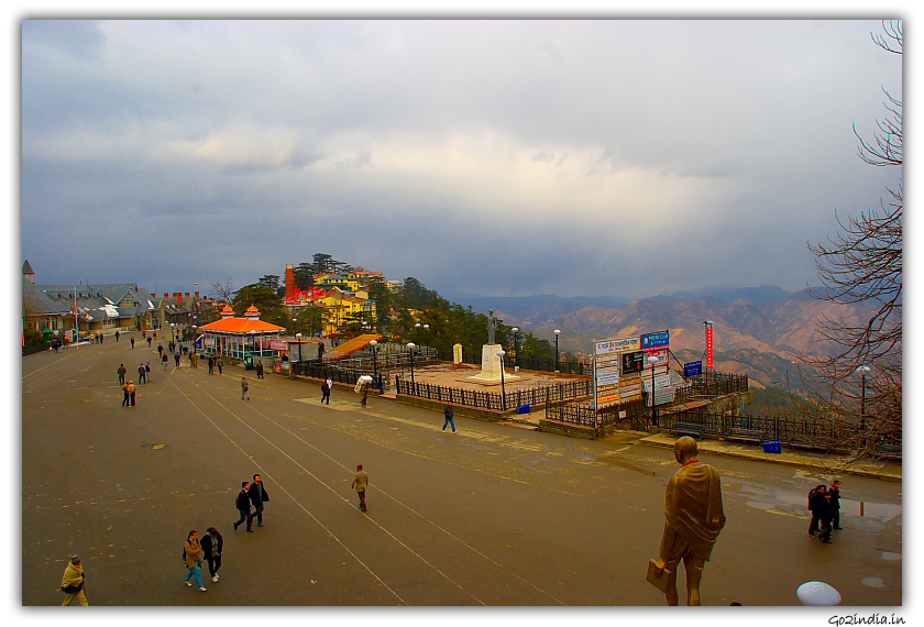 Mall road from top and from one end in winter morning