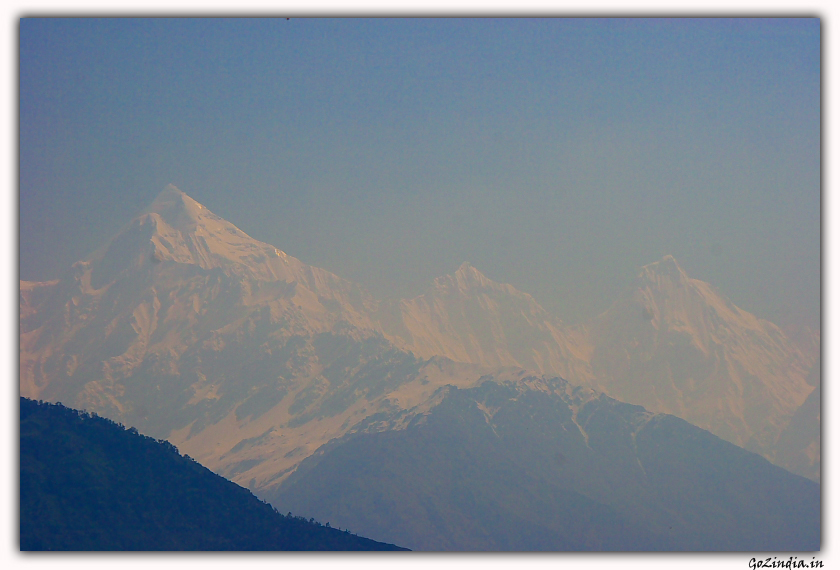 The view of Panchuli peak as seen from a view point at Munsiyari