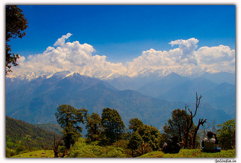 The view of Nanda devi peak as seen from Khaliya top at Munsiyari