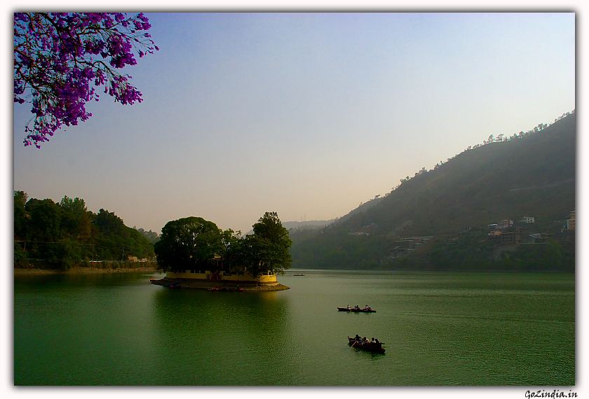 view of island on Bhimtal lake