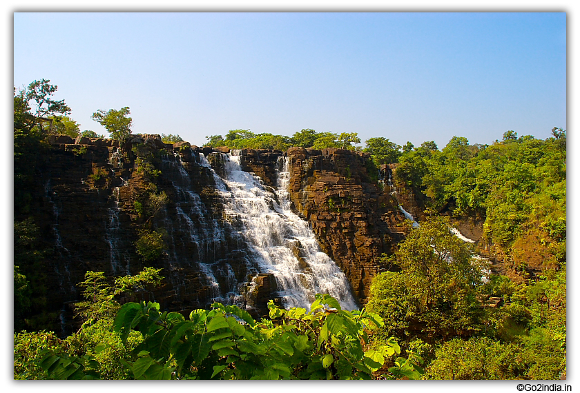 Tirathgarh waterfall from a distance