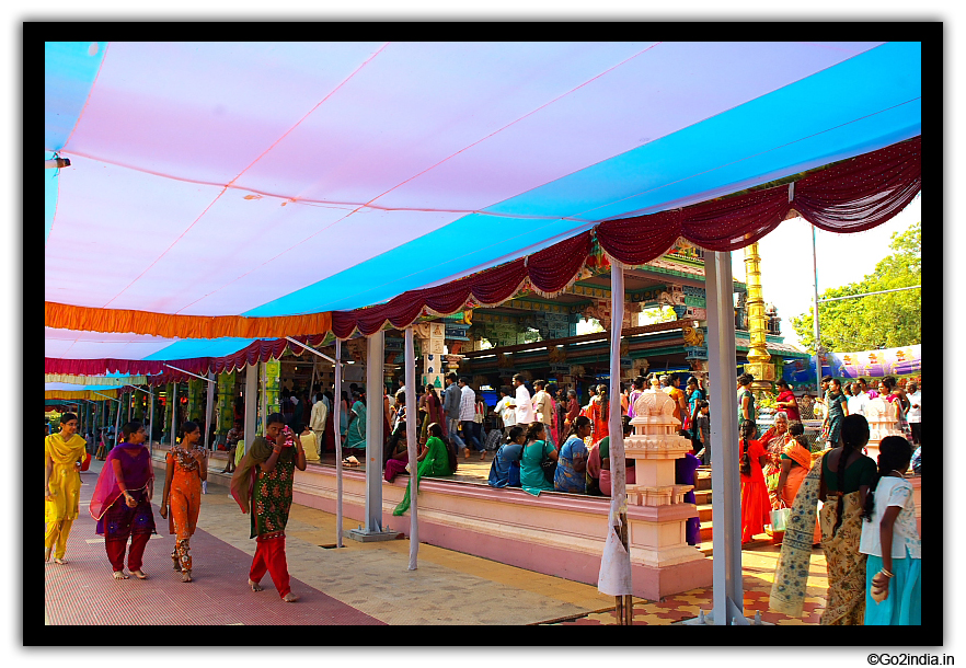 Devotees inside the temple 