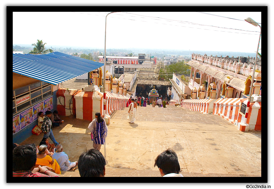 View of steps from Dwaraka Tirumala temple complex 