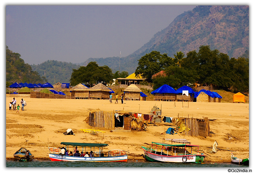 Huts for tourists from the river Godavari