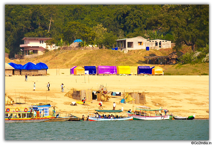 Huts and river Sand by the side of Godavari 