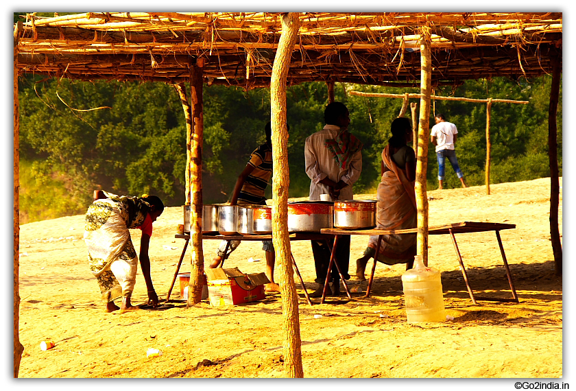 Huts and river 