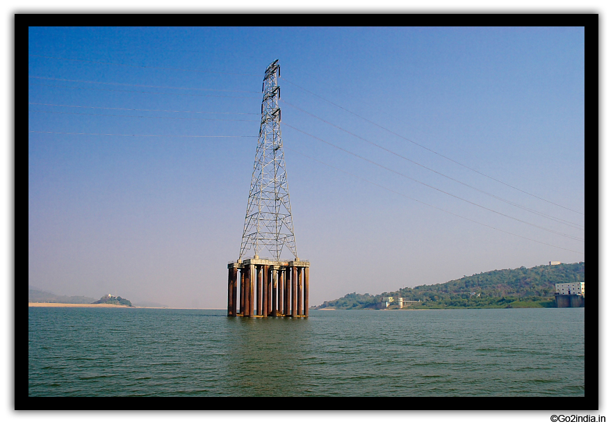 Big transmission town inside river Godavari