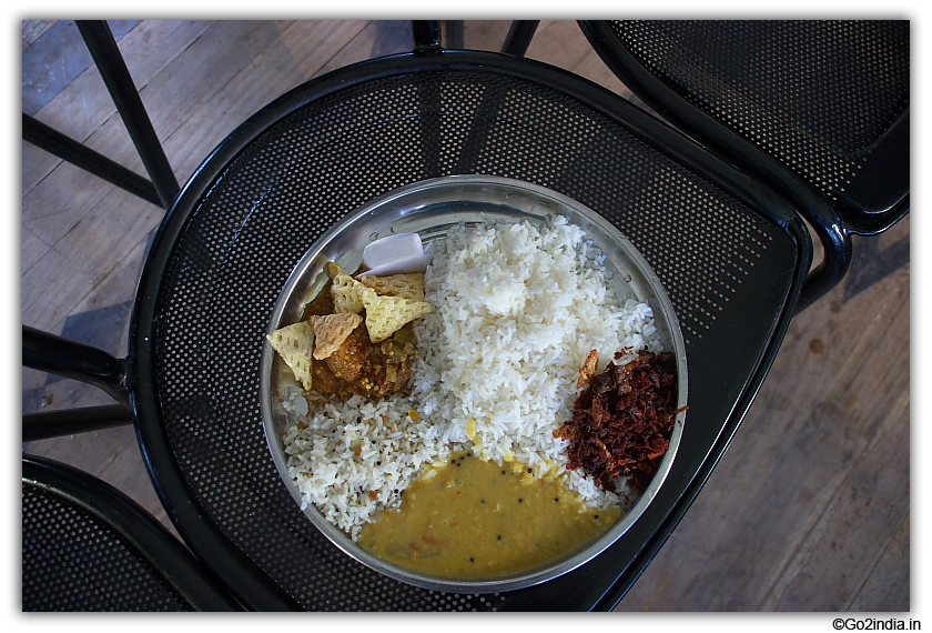 Lunch on the lower deck in Godavari trip