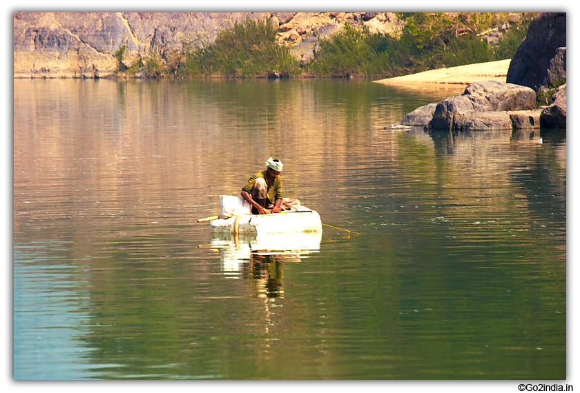 Fishing alone in river 