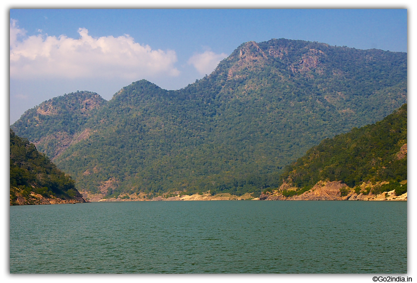 Blue water and hills at Papi Kondalu