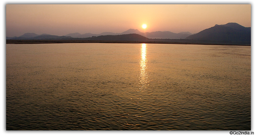 Sunset on river godavari 