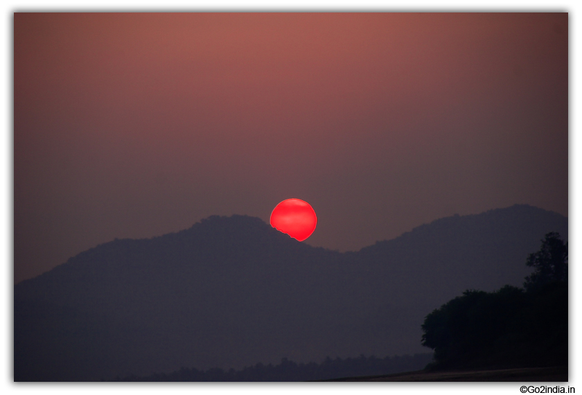 Sunset on hills of River godavari
