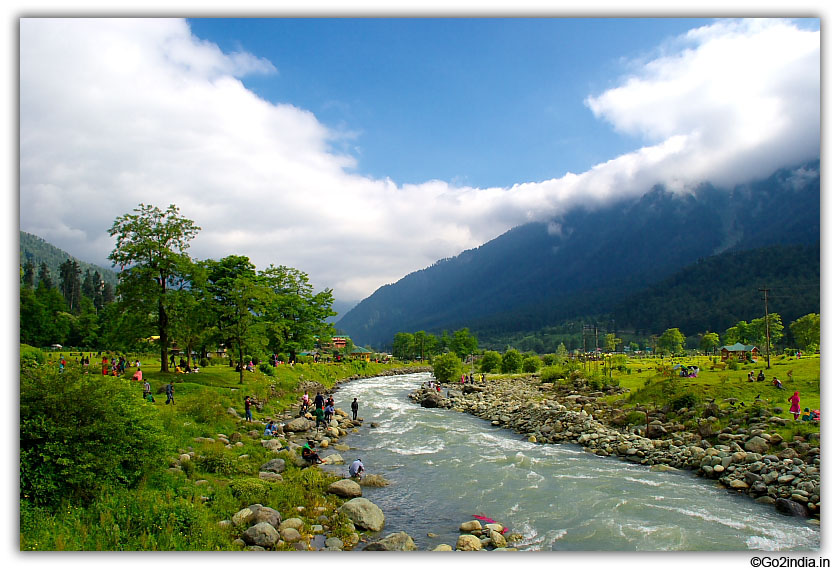 Pahalgam river at center of the town