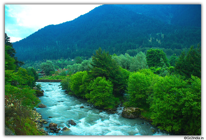River wate in morning light at Pahalgam