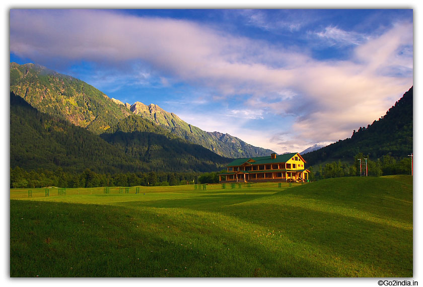 Club house by the side of golf ground 