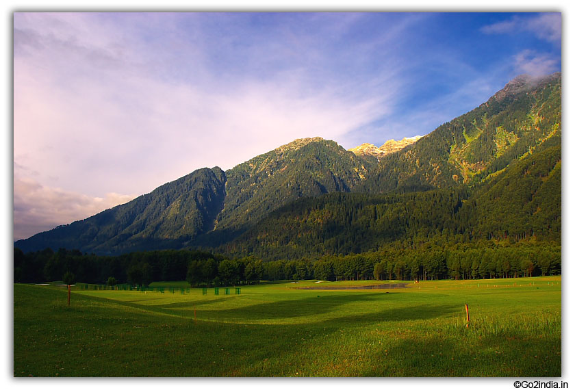 Green ground and hills are Pahalgam