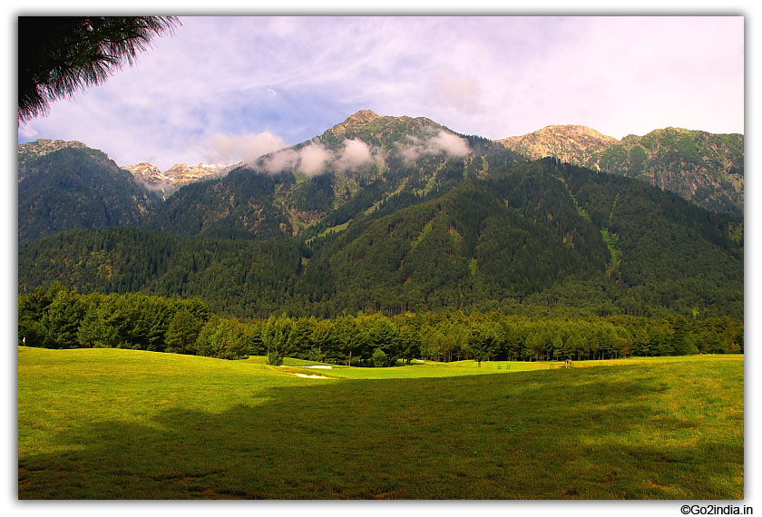 Green ground and hills 