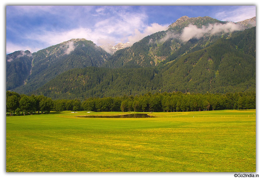 Green and smooth surface at golf ground 