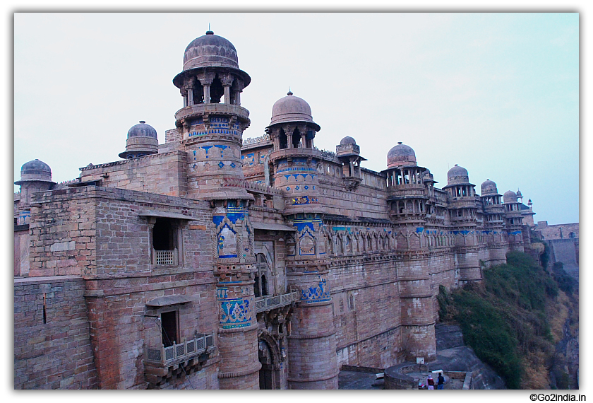 Gwalior Fort at top of a hill 