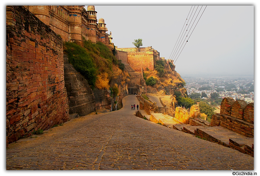 Fort wall approch road and Gwalior city 