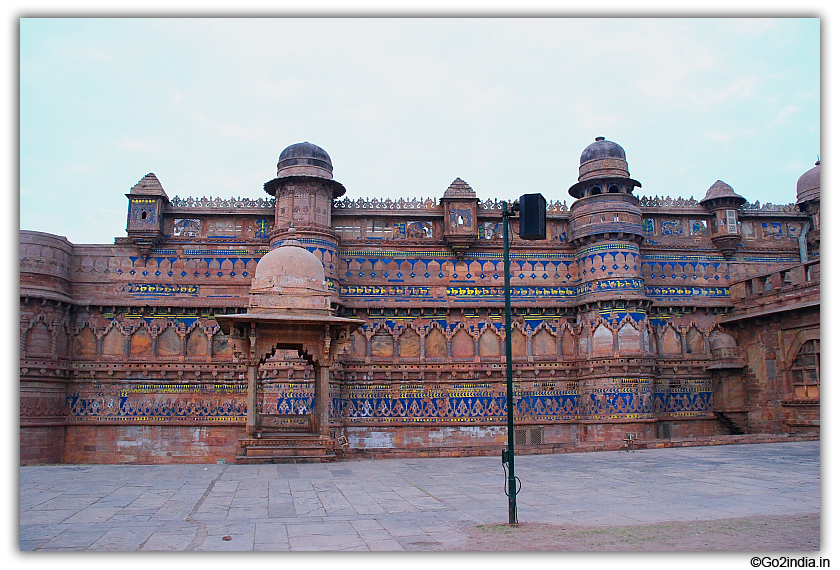 Colorful wals of the fort at Gwalior