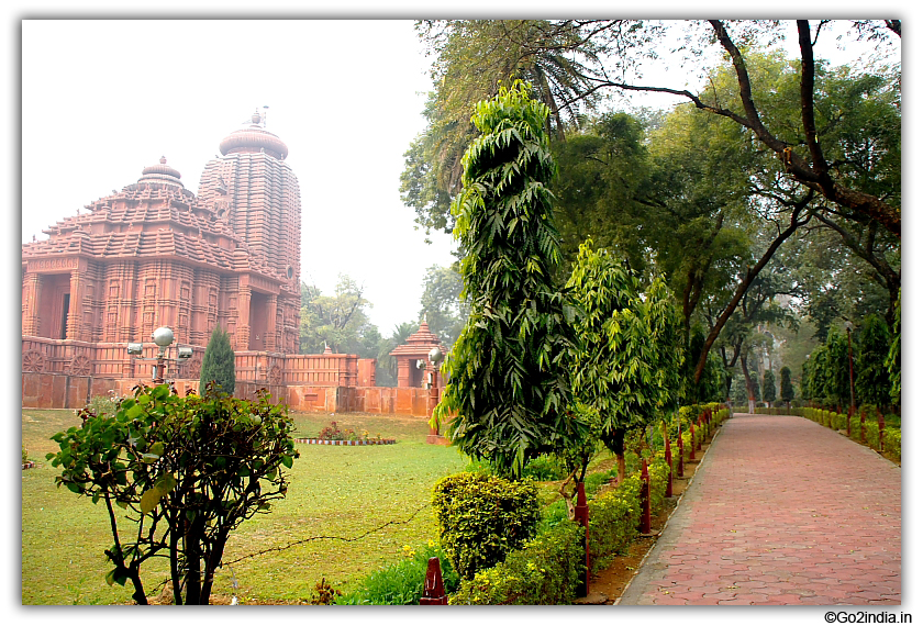 Road and sun temple in morning