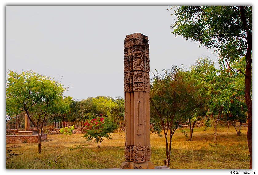 Ornamentally carved pillar in Teli Ka Mandir  