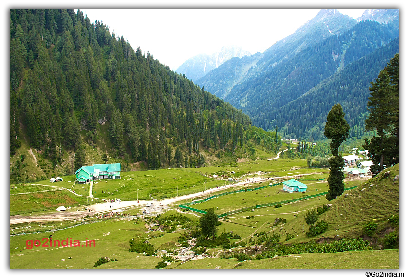 From top of the valley the hotel and market place at Aru