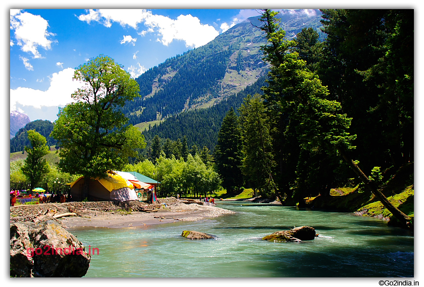 Ice melting water flowing down at Betaab valley