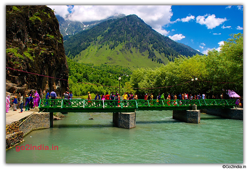 Wooden Bridge to cross the river at Betaab valley
