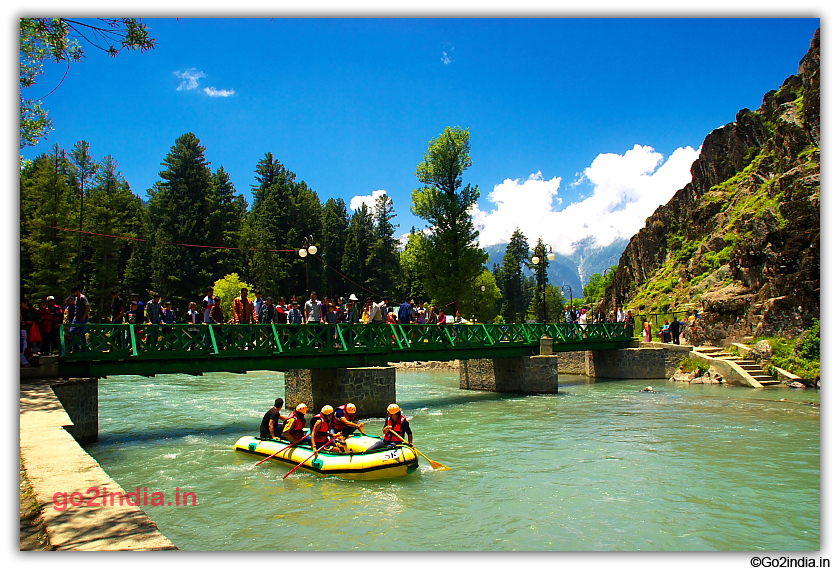 Rafting below the bridge at Betaab valley